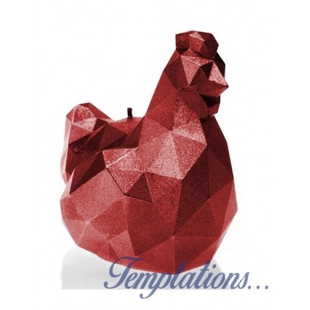 Bougie Poule origami rouge métal Candellana