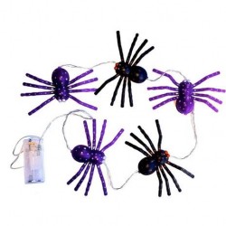 Guirlande de 5 araignées 10 LED colorées d'Halloween