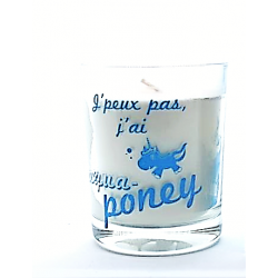 Bougie message « j’peux pas j’ai aqua poney» Cecilia Création