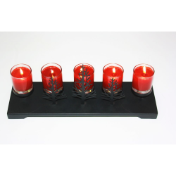 Centre de table porte bougies en métal noir