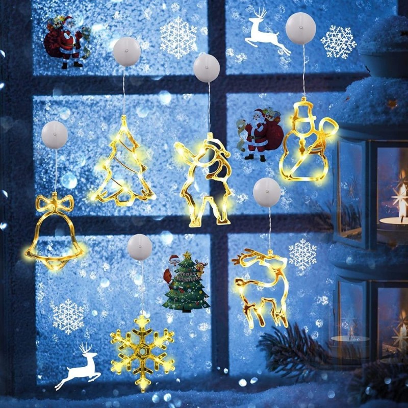 BLOOMWIN Guirlande Lumineuse Noël Intérieur – 2m, 6 Sapins + 6 Flocons – USB, Télécommande, 8 Modes, Minuterie – IP44