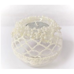 Porte lumignon en verre décoration perle et paillettes - Goodwill