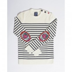 Pull marin Femme Rayé Roses...